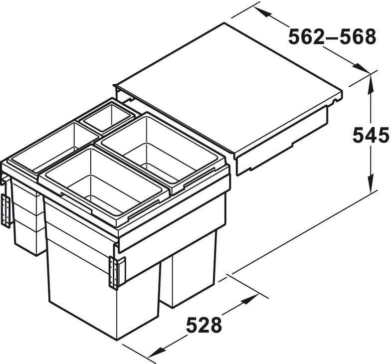 Hafele Euro Cargo Bin for 600mm 90.5 Ltr 503.70.455 KES